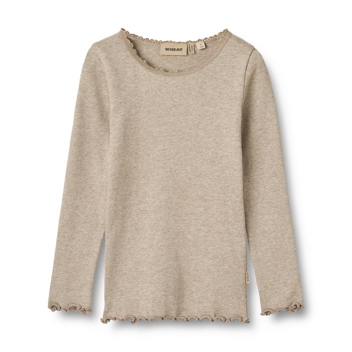 Wheat Rib T-Shirt Reese LS - Gravel melange