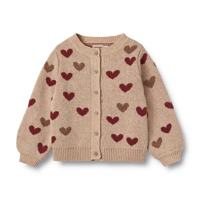 Wheat Jacquard Cardigan Hearts - Offwhite