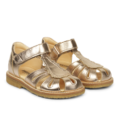 Angulus sandal med lukket tå, dråbedetalje og velcro (normal til bred pasform) - Rose Gold