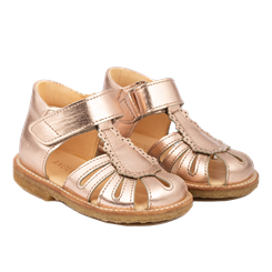 Angulus Begyndersandal med dråbedetalje og velcro (normal pasform) - Rose gold