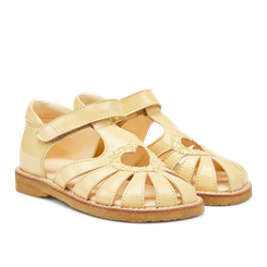 Angulus hjerte sandal med velcro - Mellow Yellow/Pineapple glitter