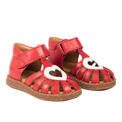 Angulus hjerte sandal med velcro - Red/Off White