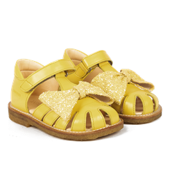 Angulus sandal med glimmersløjfe (normal til bred pasform) - Pineapple/Pineapple Glitter