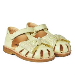 Angulus sandal med sløjfe - Lysegul/Lysegul Glitter