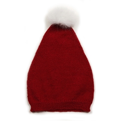 Huttelihut Santa merino uld w/fake fur pompom - Red