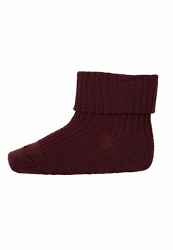 MP Wool Rib Turn Down sock - Wine Red