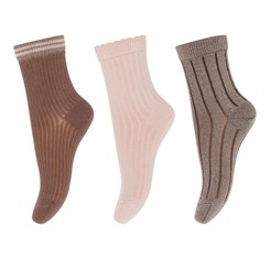 MP Abby 3-pack socks - Brown Sienna