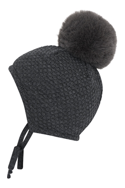 MP Chunky Oslo Baby hat w/Fake fur - Dark Grey Melange