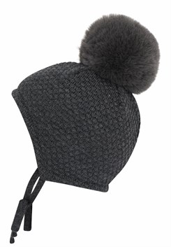 MP Chunky Oslo Baby hat w/Fake fur - Dark Grey Melange