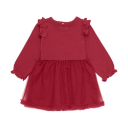 Minymo tulle dress LS - Rio Red