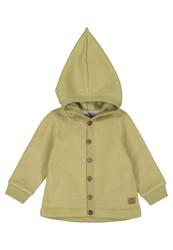 Mikk-Line cotton fleece baby hoodie jacket - Dried Herb