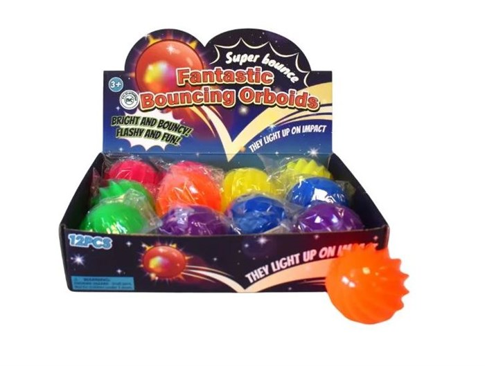 Hoppebold med lys 7cm - gul