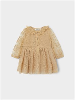 Lil' Atelier Froa Tulle LS kjole - Warm Sand