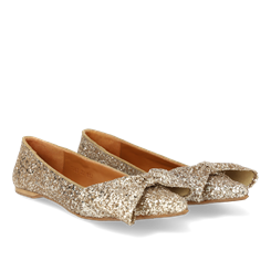 Angulus Sløjfeballerina i funklende glitter - Champagne glitter/champagne