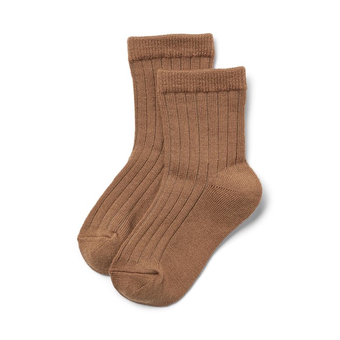 Wheat Wool Rib Socks Vilde - Caramel