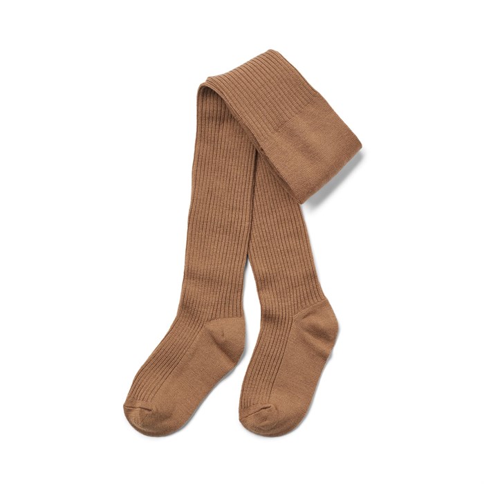 Wheat Wool Rib Tights Robin - Caramel