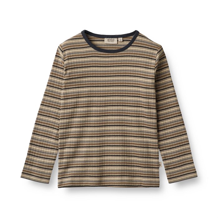 Wheat T-shirt striped LS Stig - Multi stripe