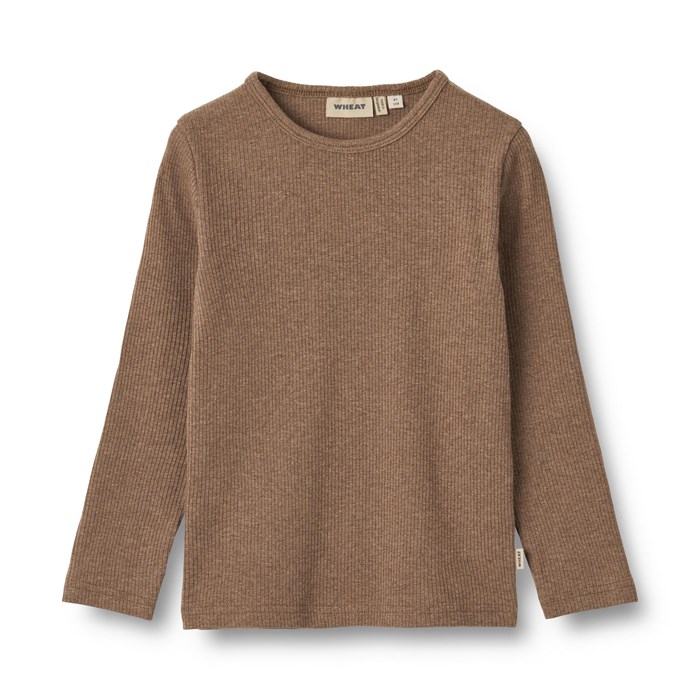 Wheat T-shirt Stig LS - Coffee melange