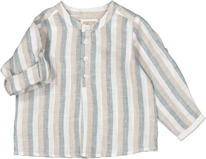 MarMar Totoro linen Shirt - Dusty Blue Stripe