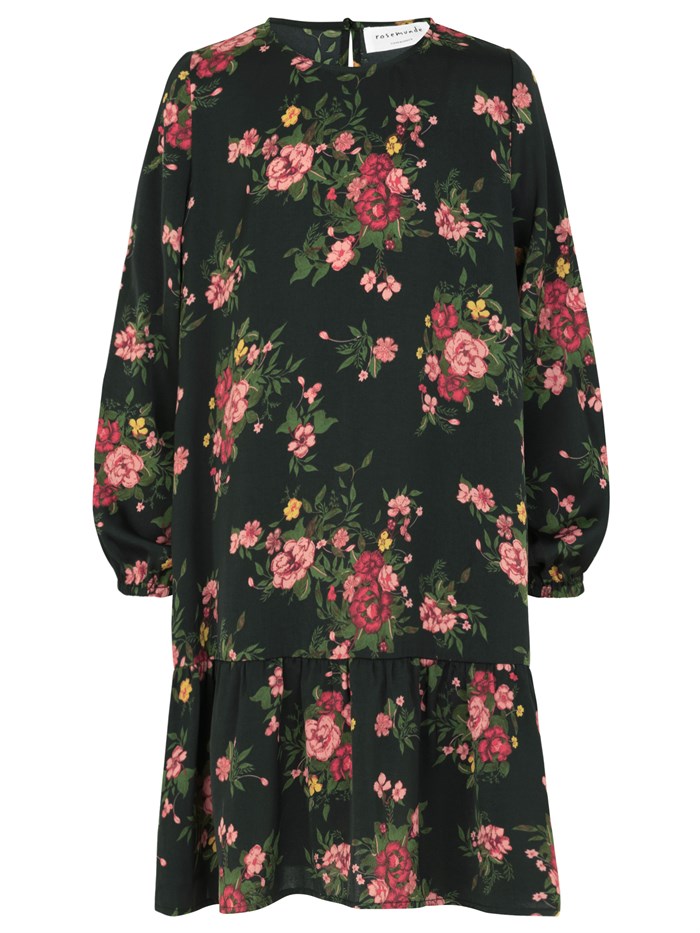 Rosemunde recycled polyester dress - Black bouquet rose print