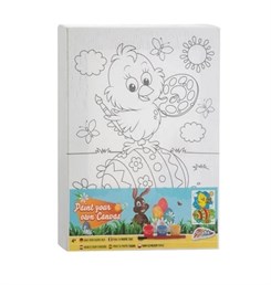 Påske mal-selv lærred inkl 3 farver & pensel - Påskekylling