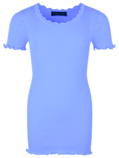 Rosemunde Silk t-shirt regular w/ lace - Blue heaven