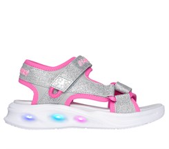 Skechers Girls Sola glow sandal Lights - Silver Hot Pink (blinke sandal)
