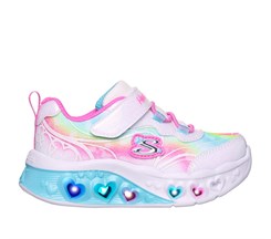 Skechers Girls Flutter Heart Lights - Groovy Swirl - White Multicolor (blinke sneakers)