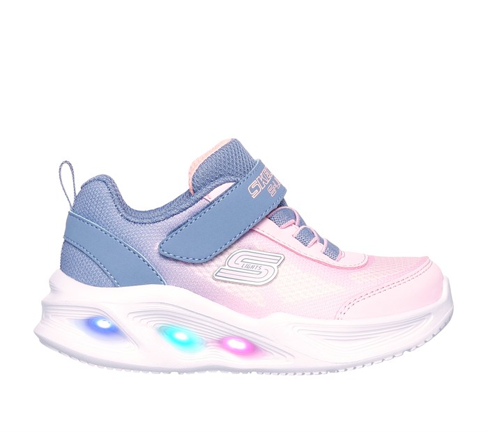 Skechers Girls Sola glow - Lighted Gore & Strap Sneaker W/ Ombre Upper - Gray mesh (blinke sneakers)