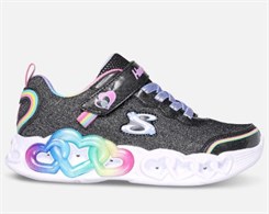 Skechers Girls Infinite Heart Lights - Black Multicolor  (blinke sneakers)