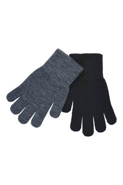 Melton 2-pack gloves - Dark grey melange