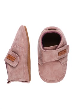 Melton Suede slippers w. velcro - Fawn
