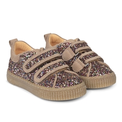 Angulus sneakers med velcro - Multi glitter/Sand