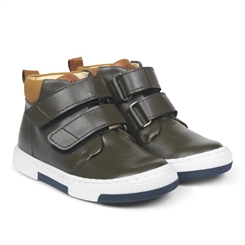 Angulus sneakers med justerbar velcrolukning - Olive/camel/cognac