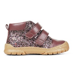 Angulus Mid-cut sneakers med velcrolukning og glitterdetalje - Bordeaux/Bordeaux Glitter