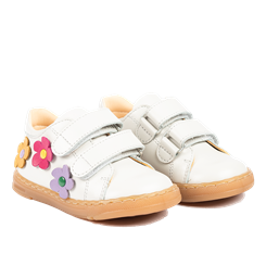 Angulus Sneaker med blomsterapplikationer og velcrolukning - Off White/Flowers