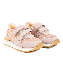 Angulus Glittersneaks med velcrolukning - Pale Rose/Rose Glitter