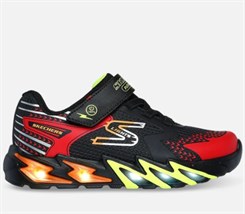 Skechers Boys S Lights: Flex-Glow Bolt - Black Red (Blinke sko)