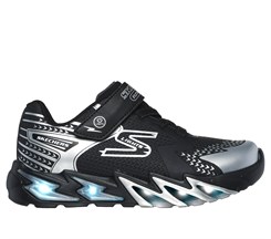 Skechers Boys S Lights: Flex-Glow Bolt - Black Silver (Blinke sko)