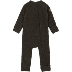 Mikk-Line merino wool suit w/zip - Dark Brown Melange