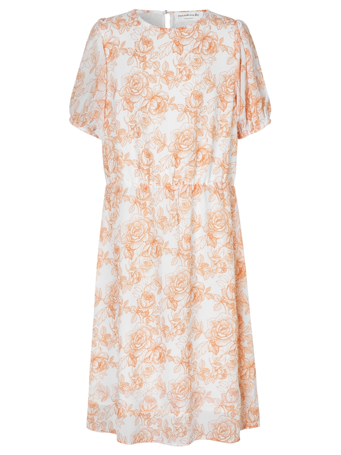 Rosemunde Recycle polyester dress - Ivory fine line rose print