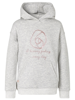Rosemunde - Sweat hoodie LS - Grey melange rose logo print