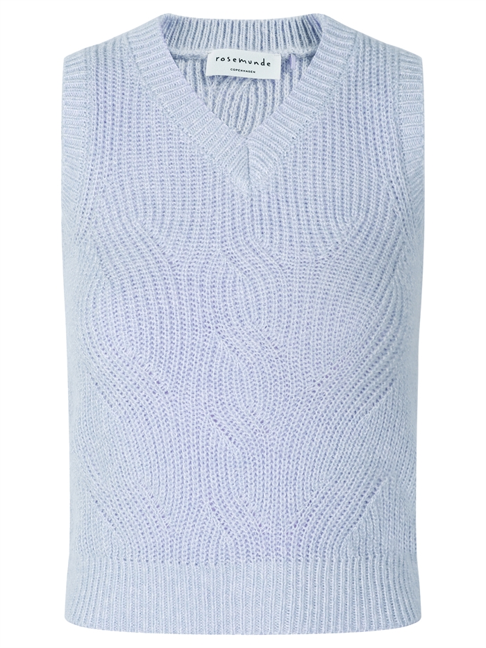 Rosemunde strik vest - Powder blue melange