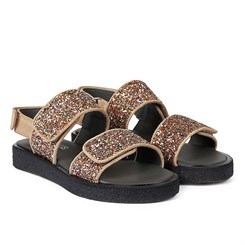 Angulus Glitter sandal med velcro - Sand/Multi Glitter