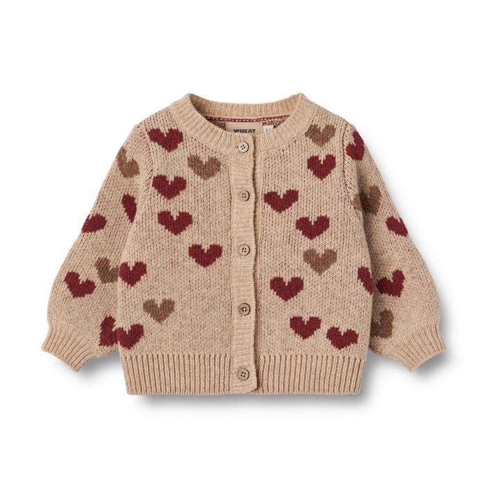 Wheat Jacquard Cardigan Hearts - Offwhite