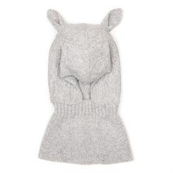 Huttelihut Mini rabbit balaclava w/ears wool knit 830 - Light grey melange