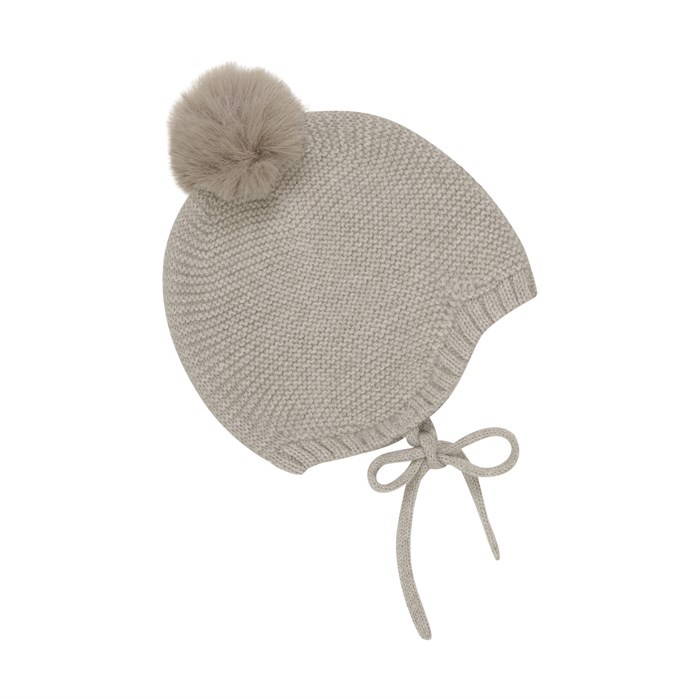 Huttelihut bonnet wool w/Pompom - Camel