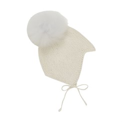 Huttelihut bonnet hue w/ Alpaca Pompom - Off-white