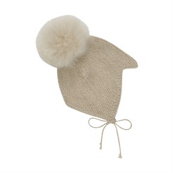 Huttelihut bonnet hue w/ Alpaca Pompom - Camel Melange
