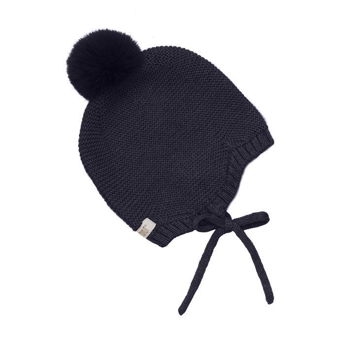 Huttelihut bonnet w/pompoms - Wool - Dark Navy